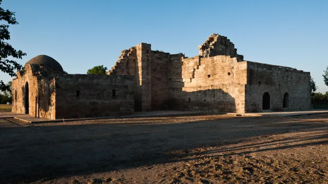 Mexican mission stands in the dirt