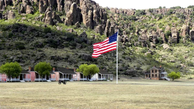 Garrison Flag flying over the post.