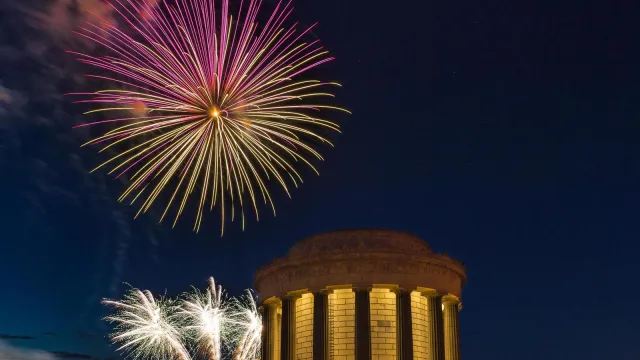 Fireworks over the Clark memorial
