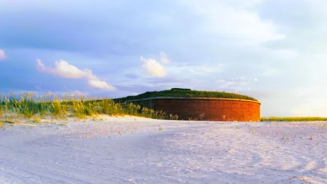 A fort with water on an island