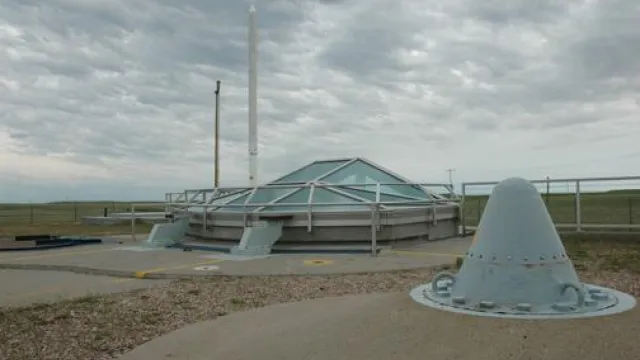 Glass structure over the silo allows visitors to look down at the missile