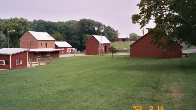 The red barns and outbuildings at Oxon Hill Farm