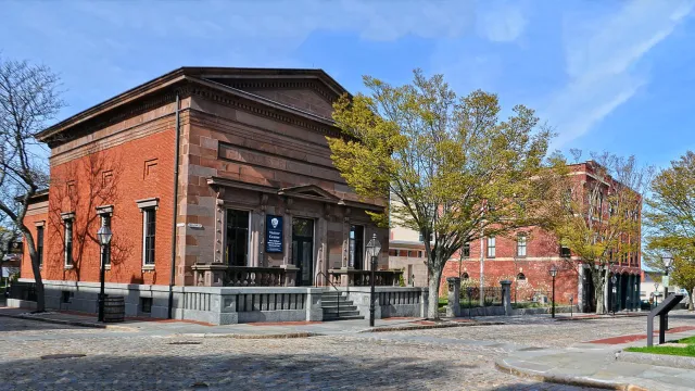 New Bedford Whaling National Historical Park Visitor Center on a bright fall day.
