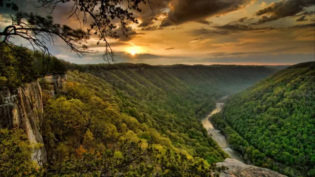 sun rising over the New River Gorge
