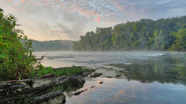 sunset over a river