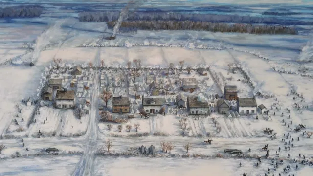 Painting of the Battle of the River Raisin
